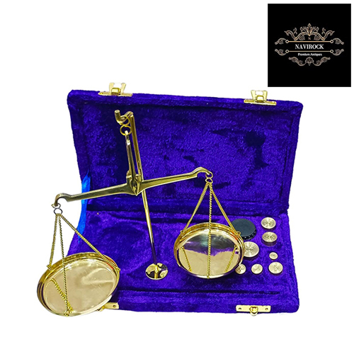 Traditional Goldsmith Weight Showpiece Brass Weighing Scale