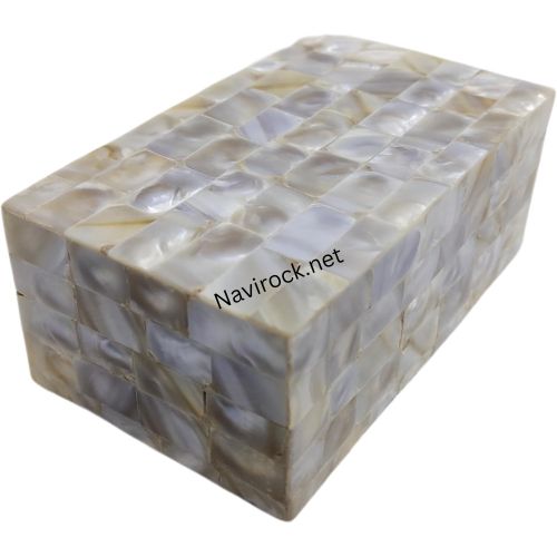 Vintage Handmade Natural Mother Of Pearl Inlay Decorative Jewelry And Storage Box - Color: White