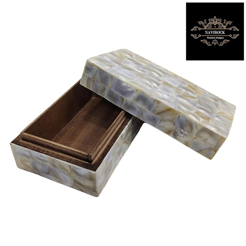 Vintage Handmade Natural Mother Of Pearl Inlay Decorative Jewelry And Storage Box