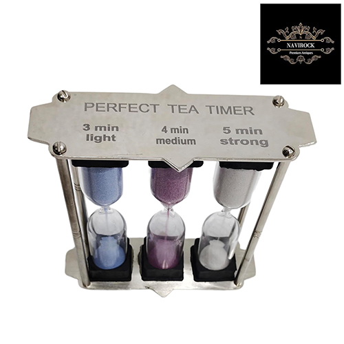 Vintage Tea time 3-4-5 Minute Aluminium Sand Glass Hourglass Timer