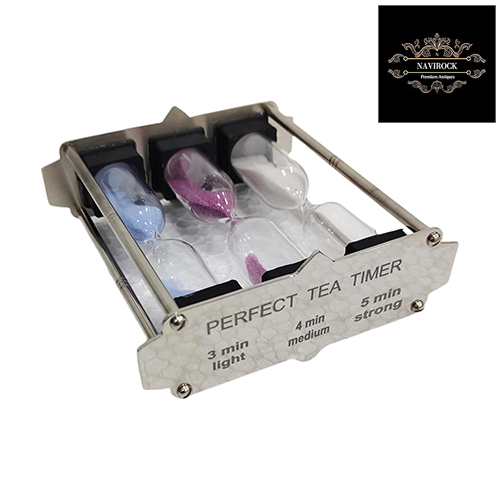 Vintage Tea time 3-4-5 Minute Aluminium Sand Glass Hourglass Timer