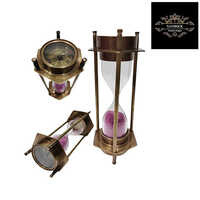 Marine Antique Compass Hourglass 5 Minutes Approx Vintage Sand Timer