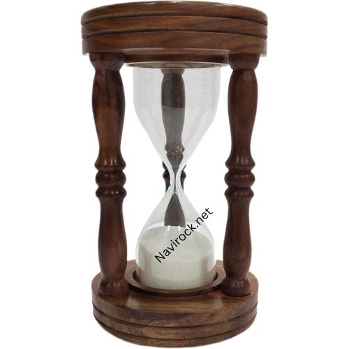 Antique Wooden Glass White Sand Timer