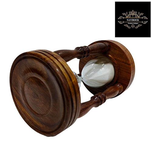 Antique Wooden Glass White Sand Timer