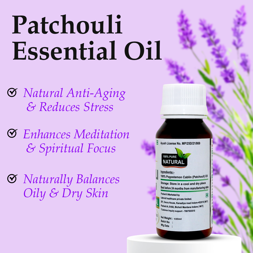 Turcy Patchouli Essential Oil | Natural Acne, Skin Glow & Hair Care(100ml)