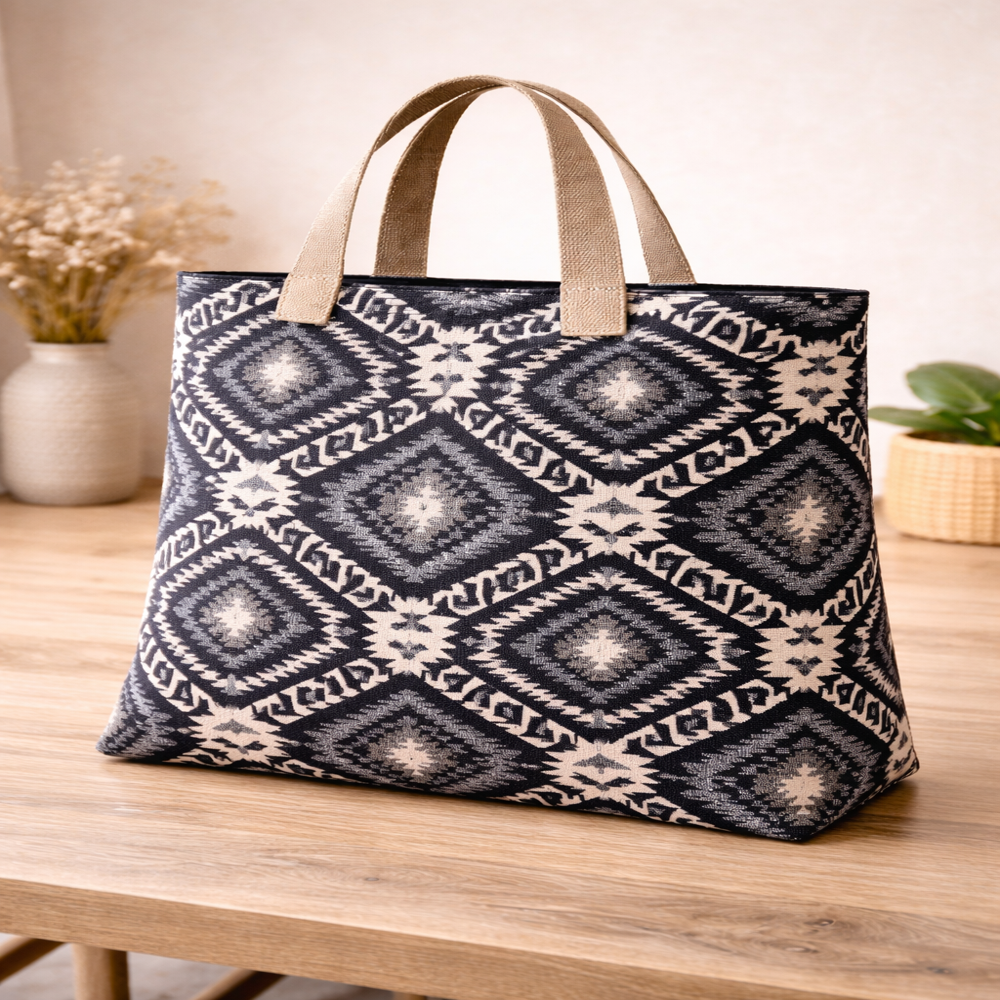 Black Beige Bag Fabric - Attributes: Washable