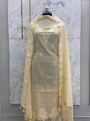 Banarasi Pure Silk Mul Chanderi Applique Suits