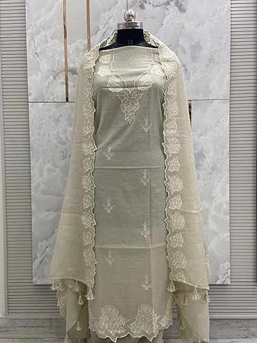 Banarasi Pure Silk Mul Chanderi Applique Suits