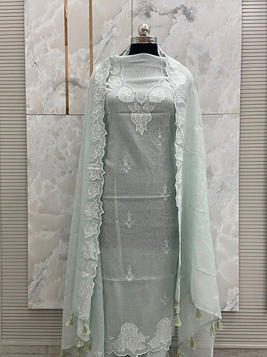 Banarasi Pure Silk Mul Chanderi Applique Suits