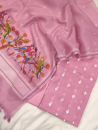 Pure Kta Doria Embrodery Suits With Print