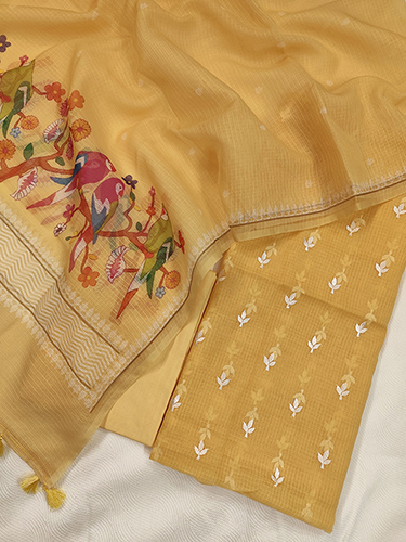 Pure Kta Doria Embrodery Suits With Print