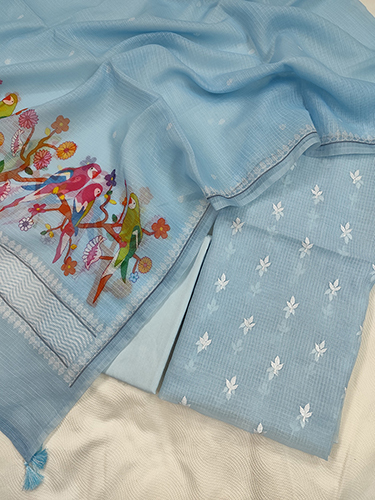 Pure Kta Doria Embrodery Suits With Print