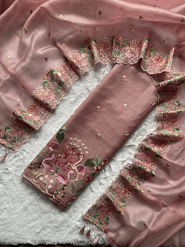 Banarasi Pure Silk Organza Pichwai Embroidery Suits