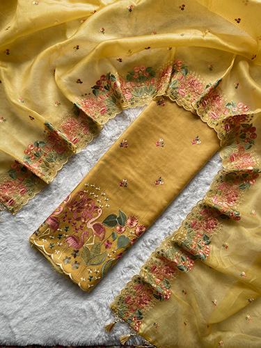 Banarasi Pure Silk Organza Pichwai Embroidery Suits