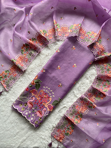 Banarasi Pure Silk Organza Pichwai Embroidery Suits