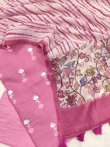 Pure Kota Doria Embroidery Suits
