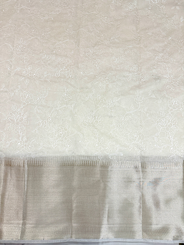 Premium Mulmul Chanderi With Skirt Border And Flower Embroidery Booti And Jaal Design