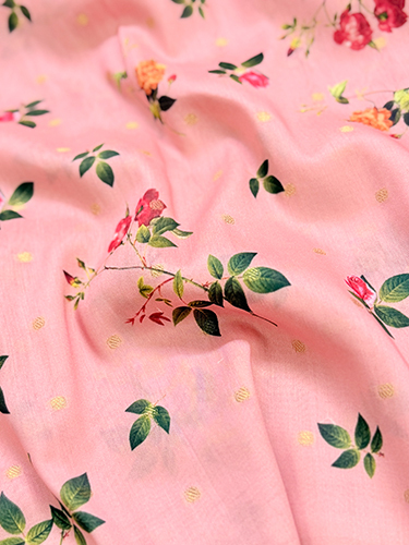 Premium Banarasi Chanderi Booti With Flower Digital Print Designs