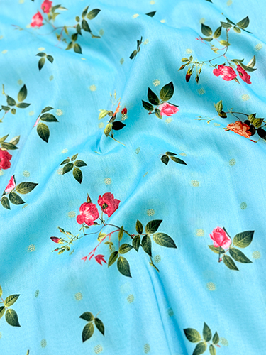 Premium Banarasi Chanderi Booti With Flower Digital Print Designs