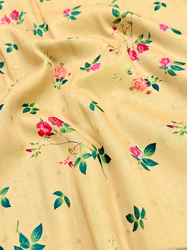 Premium Banarasi Chanderi Booti With Flower Digital Print Designs