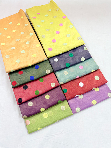 Banarasi Cotton Tissue Dollar Colour Booti Embroidery