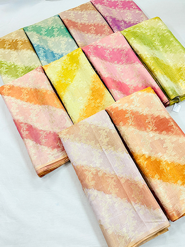 Exclusive Banarasi Diamond Tissue Chanderi Fabrics With Hand Brush Paints