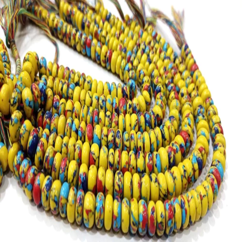 Fordite Agate Multi Color Gemstone Rondelle Plain Smooth Beads Sold per Strand 8 inches Long