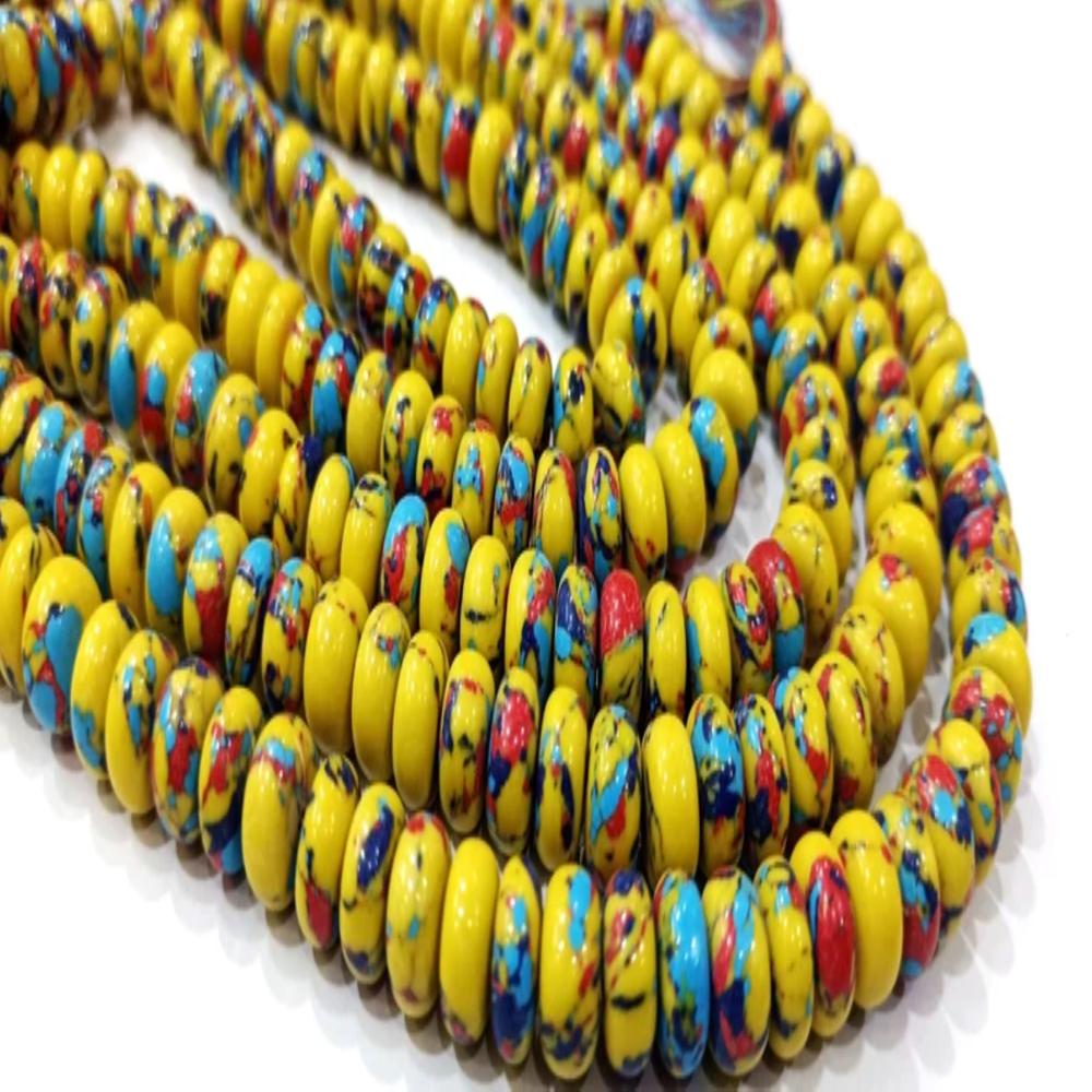 Fordite Agate Multi Color Gemstone Rondelle Plain Smooth Beads Sold per Strand 8 inches Long