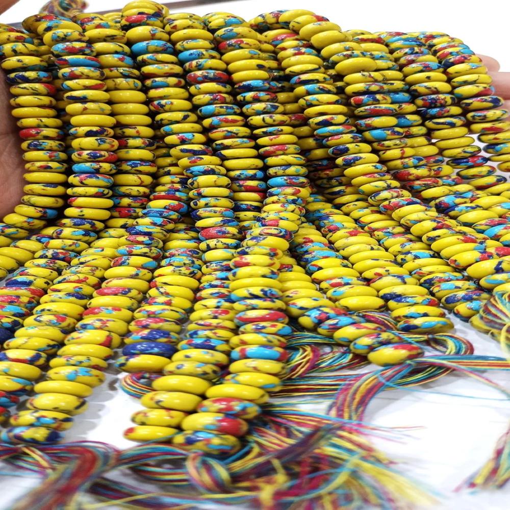 Fordite Agate Multi Color Gemstone Rondelle Plain Smooth Beads Sold per Strand 8 inches Long