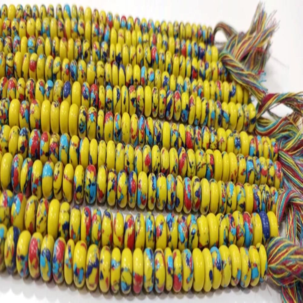 Fordite Agate Multi Color Gemstone Rondelle Plain Smooth Beads Sold per Strand 8 inches Long