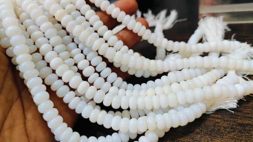 Natural White opal Quartz Rondelle Plain Smooth 8mm Beads Sold Per Strand 8 inches Long 