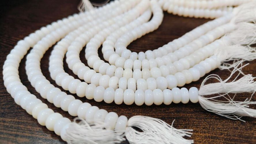 Natural White opal Quartz Rondelle Plain Smooth 8mm Beads Sold Per Strand 8 inches Long 