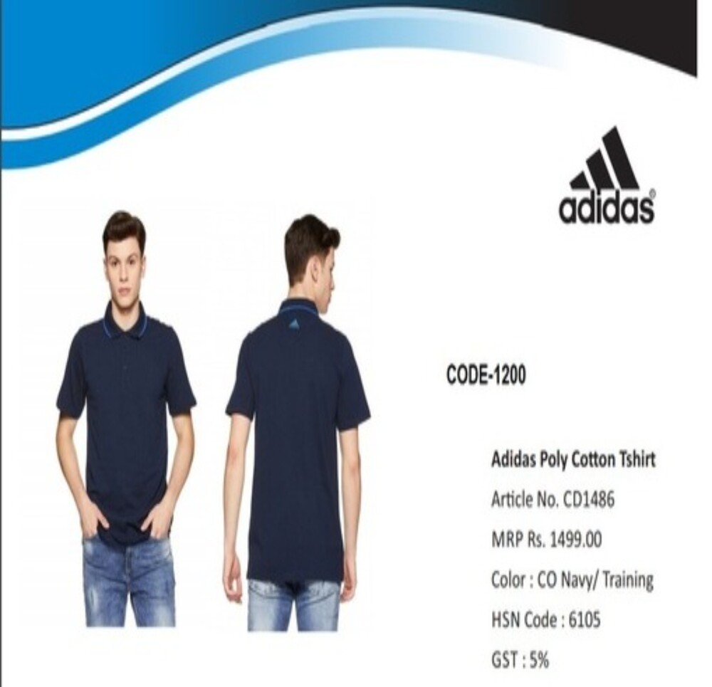 Adidas Poly Cotton With Tipping  T Shirt