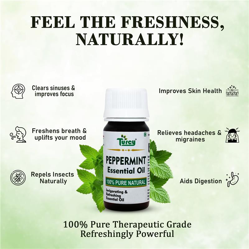 Turcy Peppermint Oil  Pure | Acne, Dark Circles & Hair Care(100ML)