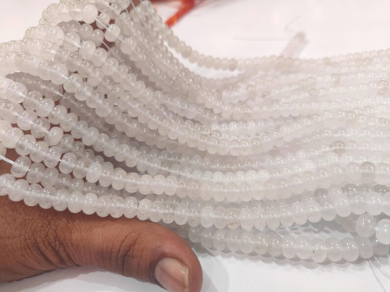 Natural White Ice Quartz Rondelle Plain Smooth 8mm Beads Sold Per Strand 8 inches Long