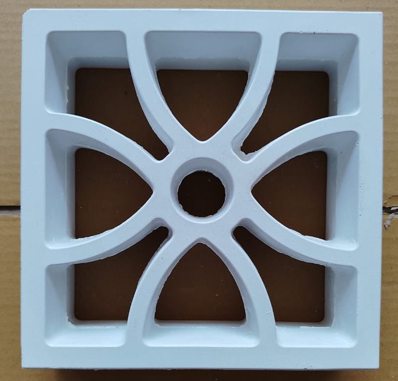 Rectengle White Cement Jali