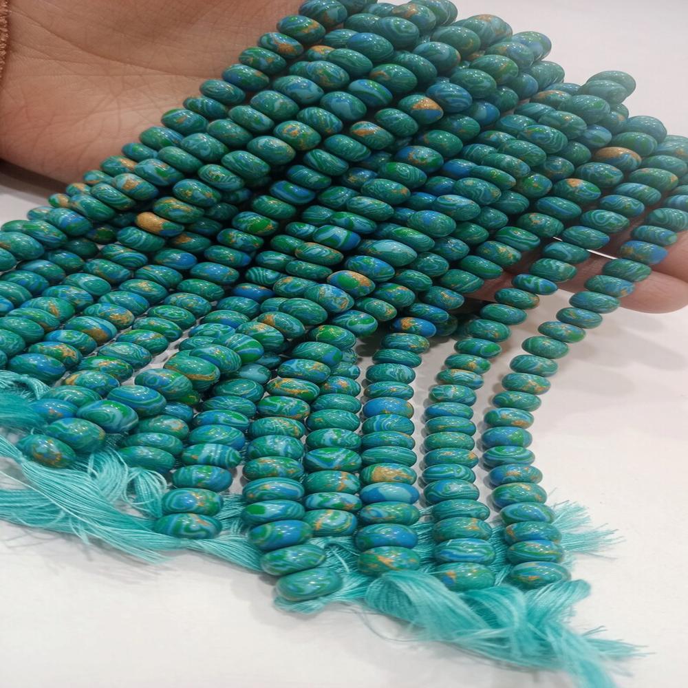 Fordite Agate Multi Color Gemstone Rondelle Plain Smooth Beads Sold per Strand 8 inches Long Necklace