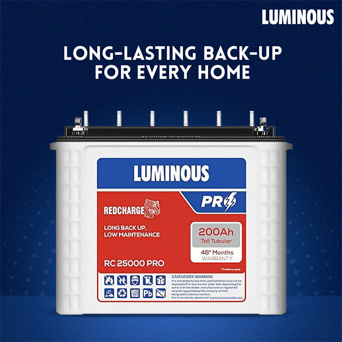 Luminous Ups - 200ah Capacity, 50.2x19.1x44 Cm, White | Industrial & Commercial Use, 110-215 Volt Rated Voltage, 24-month Warranty