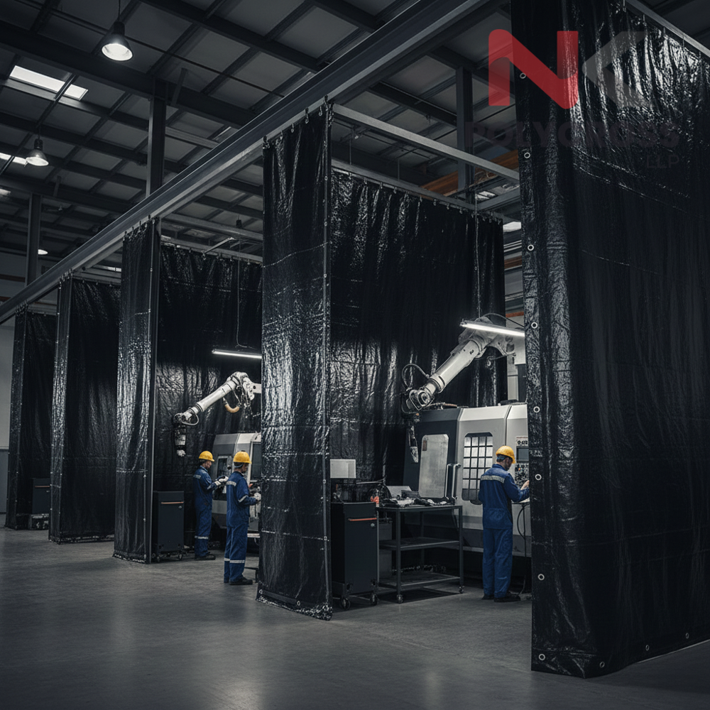 Machine Room Partition - Application: Isolate Heavy Machinery To Protect Workers From Moving Parts And Noise.  Section Off Areas For Different Production Processes.  Reduce Dust