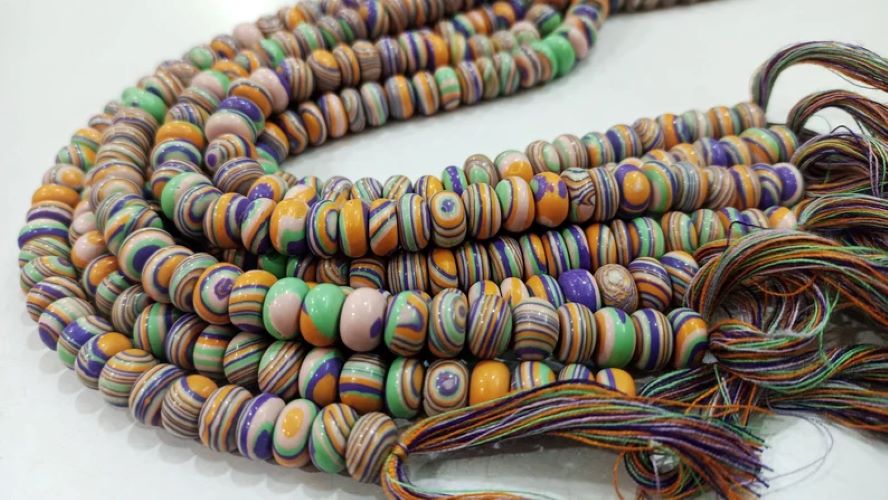 Fordite Agate Multi Color Gemstone Rondelle Plain Smooth 8mm Beads Sold per Strand 8 inches Long