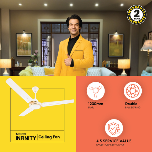 Sun King Infinity High Speed 3 Blade Ceiling Fans CORE- Available with Colour Option
