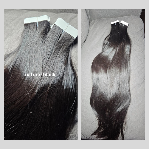 Tape In Hair Extensions Human Hair 26Inch 40pc Seamless Natural Black