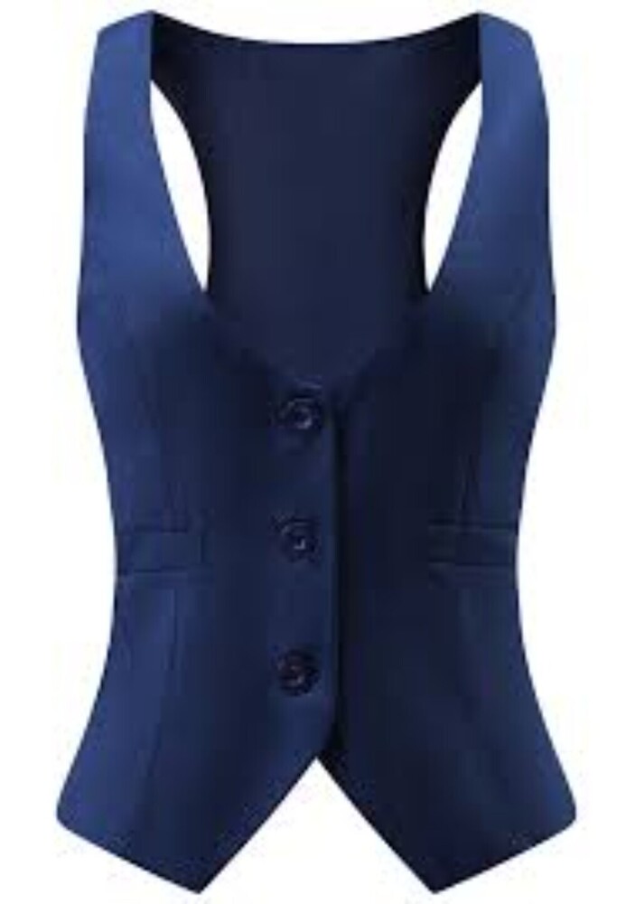 Ladies Dark Blue Cotton Waistcoats