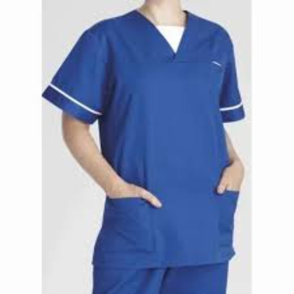 Blue Plain Cotton Nurse Uniform