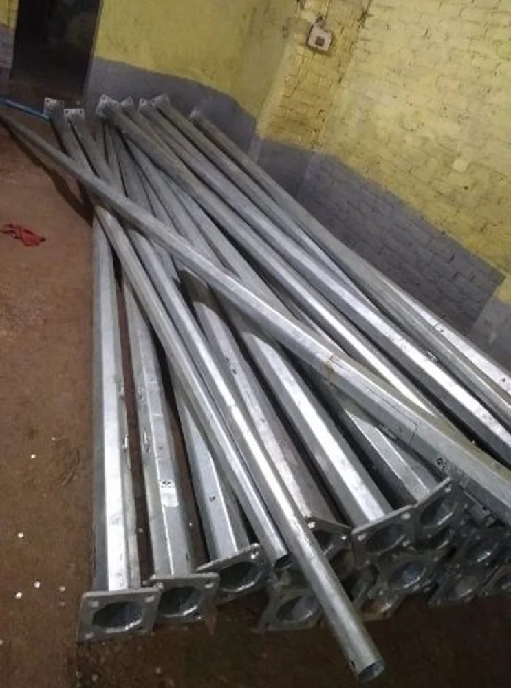 Hot Dip Galvanized Octagonal Pole - Mild Steel, 3 To 10 Meter Height, Silver Finish | Easy Installation, Led Compatible, Corrosion Resistant