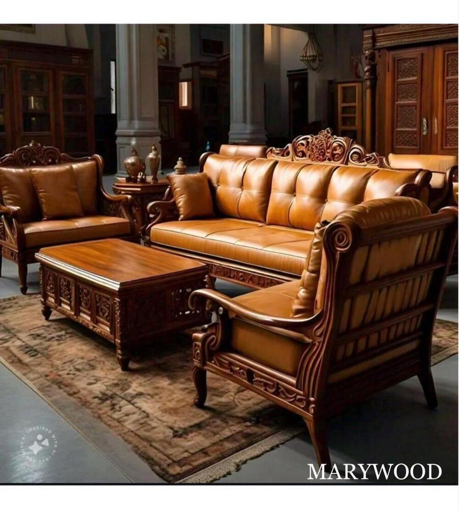Wooden Sofa Set - Color: Brown