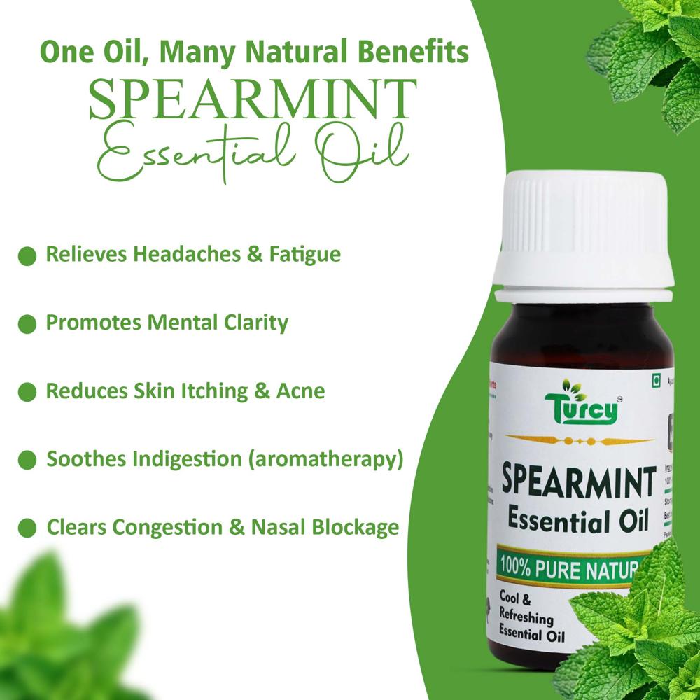 Turcy Spearmint Essential Oil |Pure & Natural Oil for Hair, Skin, Aromatherapy(60ml)