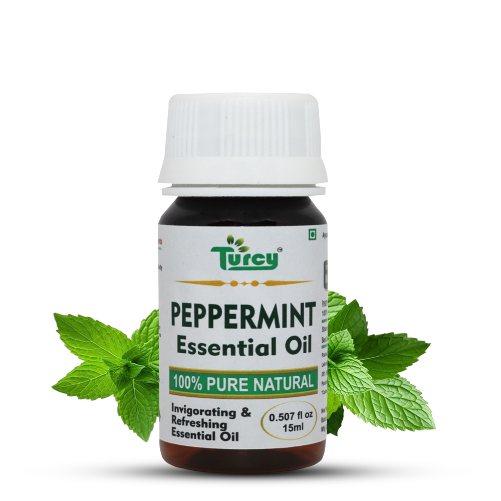 Turcy Peppermint Essential Oil  Glowing Skin, Hair Growth, Acne Relief, And Massage Oil(15ml)) - Additives: Na