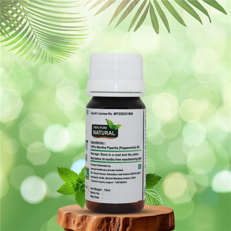 Turcy Peppermint Essential Oil  Glowing Skin, Hair Growth, Acne Relief, and Massage Oil(15ml))