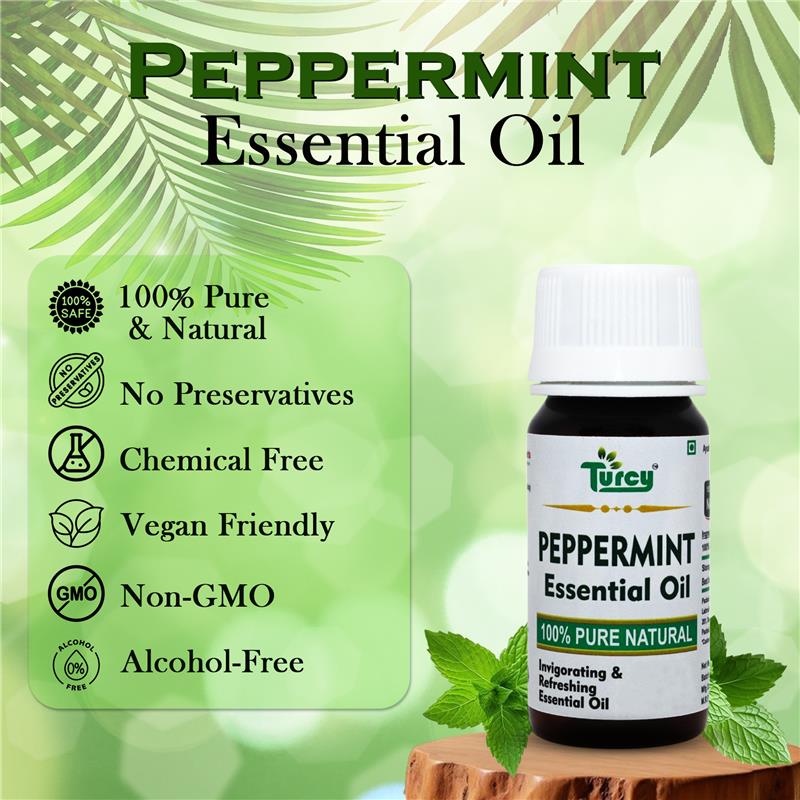 Turcy Peppermint Essential Oil  Glowing Skin, Hair Growth, Acne Relief, and Massage Oil(15ml))